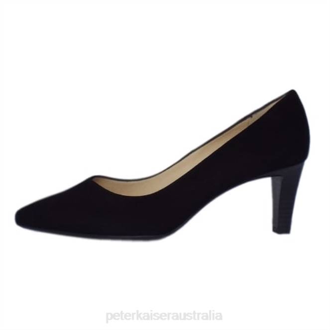 Mani Classic SemiPointed Mid Heel Court Shoes Black Suede Women Peter